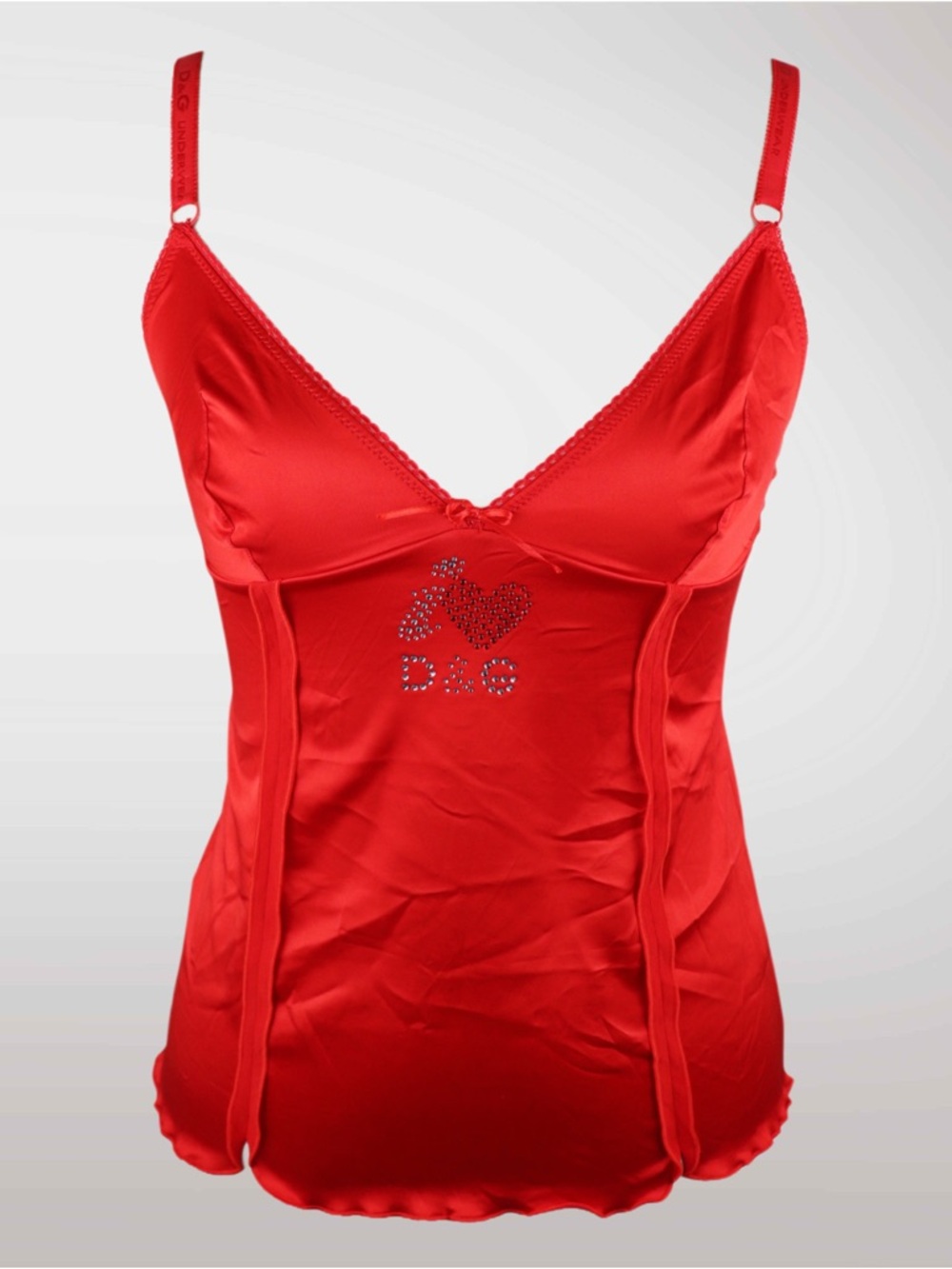 Vintage Y2K D&G Red Satin Camisole with Embellishing